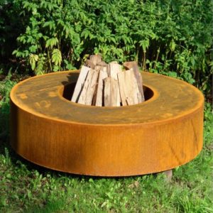 corten steel round fire pit