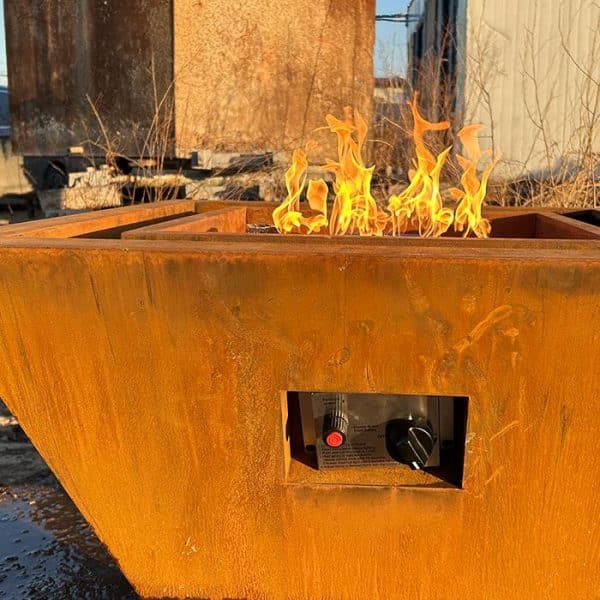 Decorative Corten Steel water feature Gas Fire Pit Heater (5)