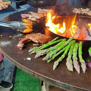 corten steel BBQ grill working