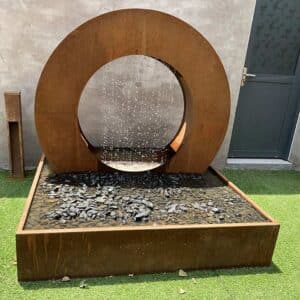 outdoor corten steel water feature