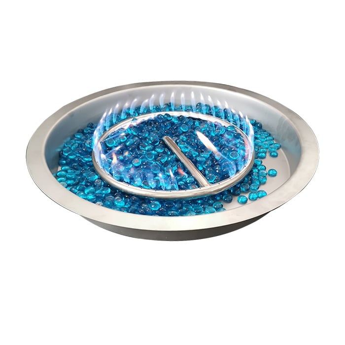 19-inch round fire pit kit with Glass beads