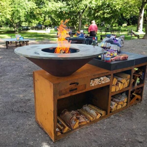 outdoor grill in corten steel