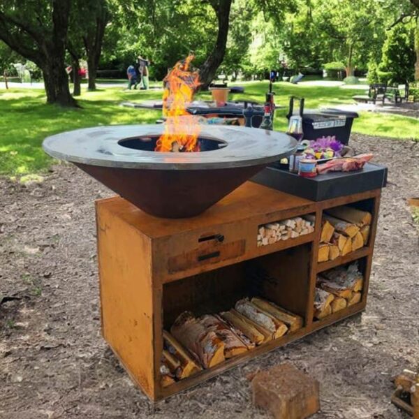 outdoor grill in corten steel