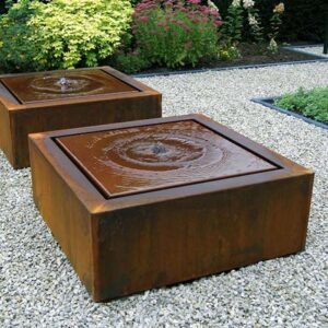 steady square steel water feature