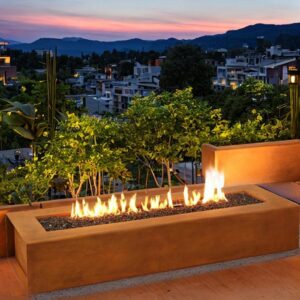 outdoor corten steel propane fire pit table