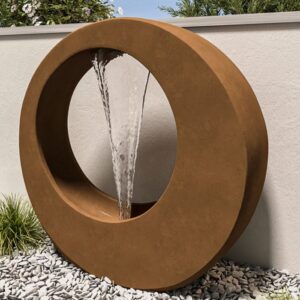 simple round steel water feature