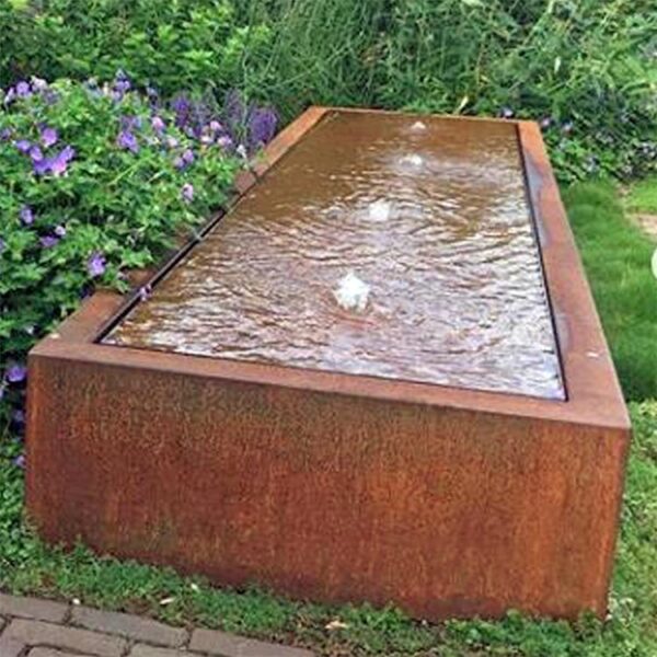 rectangle outdoor water fountains in corten steel