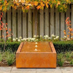 rectangle outdoor water fountains in corten steel