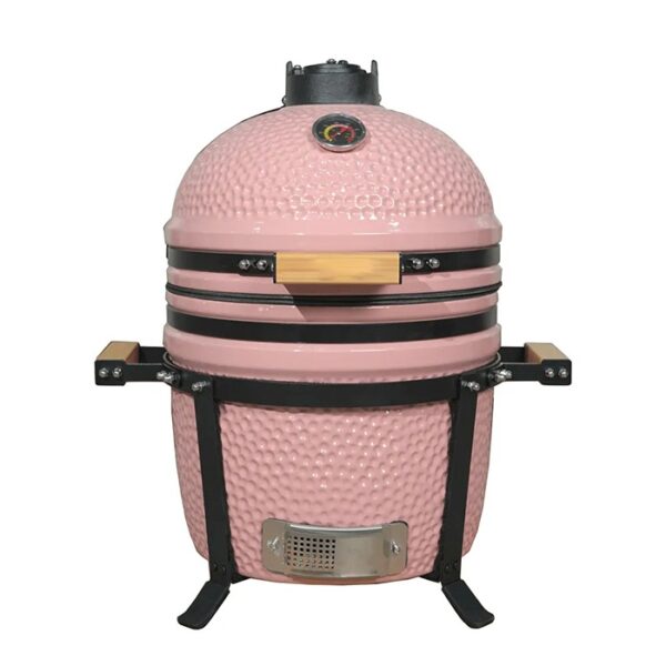 table top portable ceramic charcoal grill pink color