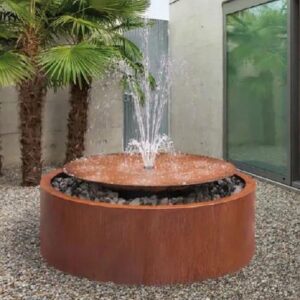 simple round steel water feature