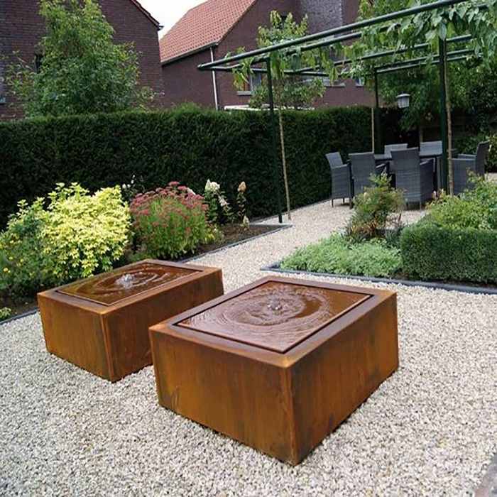 wholesale price corten steel square water fountain