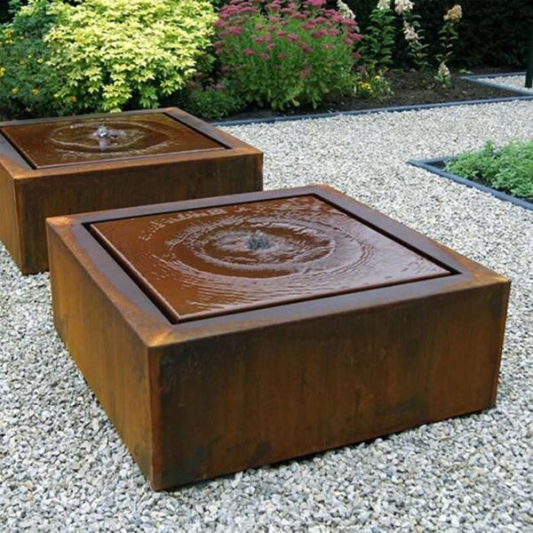 wholesale price corten steel square water fountain