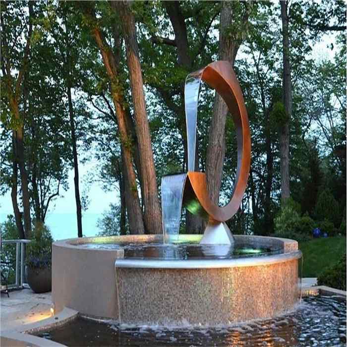 corten steel water feature waterfall fountain