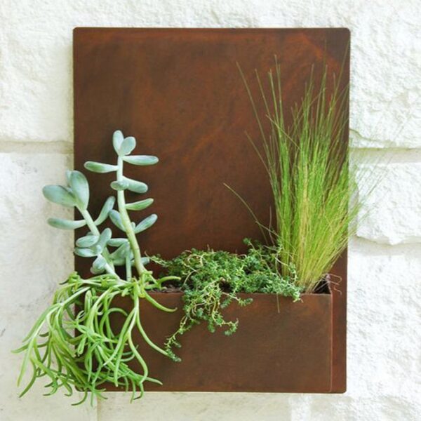 corten steel hanging plant pots