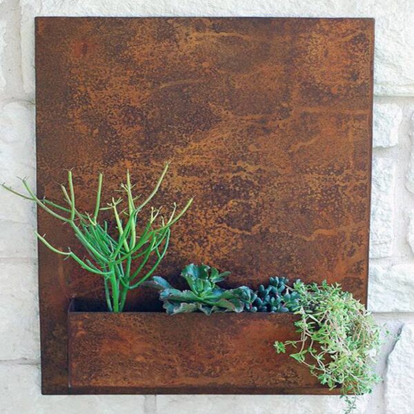 corten steel hanging plant pots