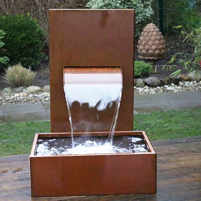 corten steel water feature waterfall fountain