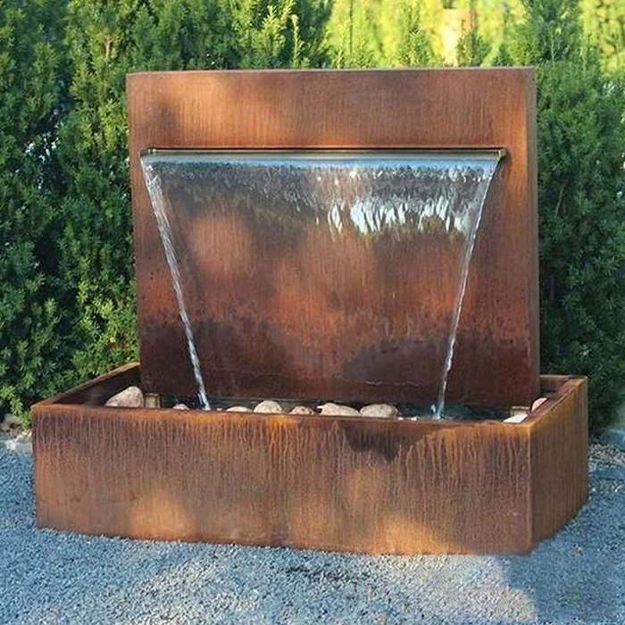 corten steel water feature waterfall fountain