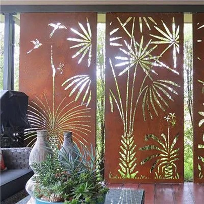 corten steel pergola screens