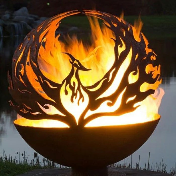 Metal Fire Sphere Weathering Steel Fire Ball