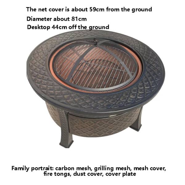 Outdoor charcoal round fire pit with BBQ - Image 5