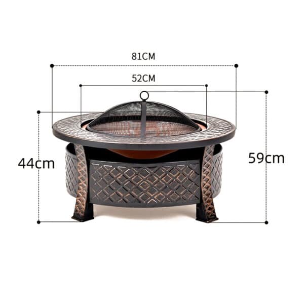 Outdoor charcoal round fire pit with BBQ (3)