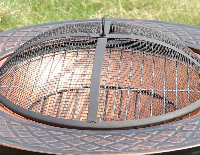 Outdoor charcoal round fire pit with BBQ (6)