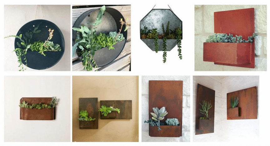 corten steel wall planter pots