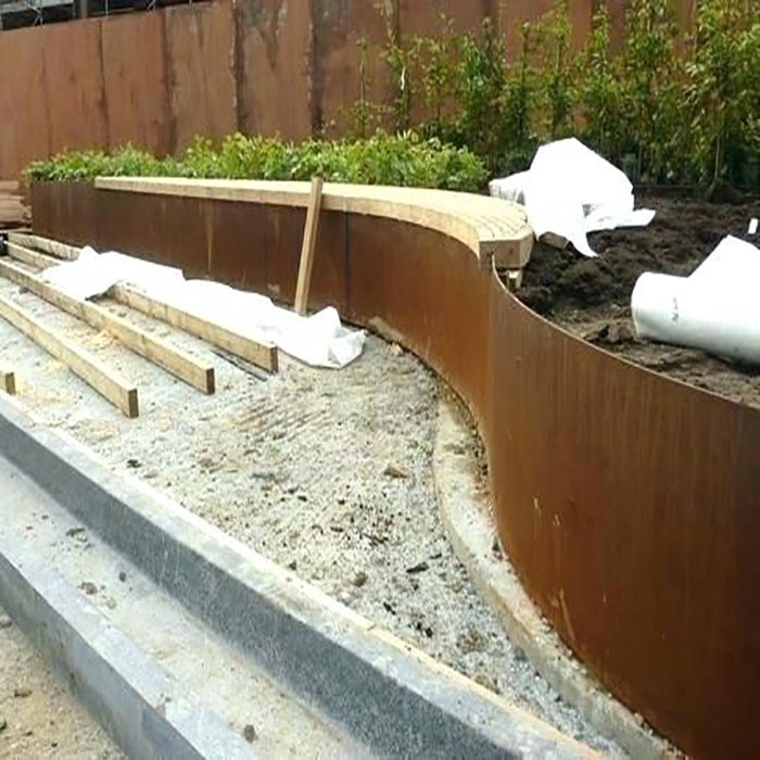 garden bed grass corten steel edging